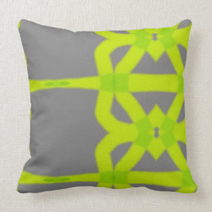 Lime Green Grey Modern Abstract Custom Cotton Sofa Throw Pillow