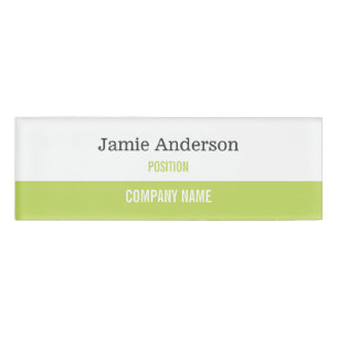Lime Green & Grey Professional Name Tag
