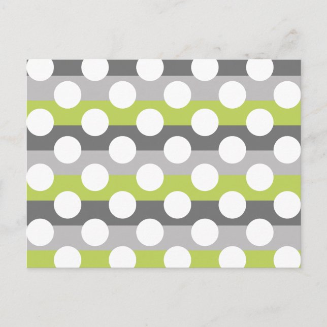 Lime Green Grey White Modern Polka Dot Pattern Postcard (Front)