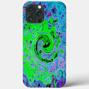 Lime Green Groovy Abstract Retro Liquid Swirl iPhone 13 Pro Max Case