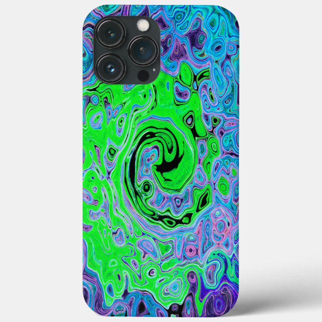 Lime Green Groovy Abstract Retro Liquid Swirl Case-Mate iPhone Case (Back)