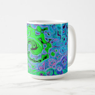 Lime Green Groovy Abstract Retro Liquid Swirl Coffee Mug