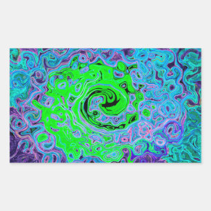 Lime Green Groovy Abstract Retro Liquid Swirl Sticker