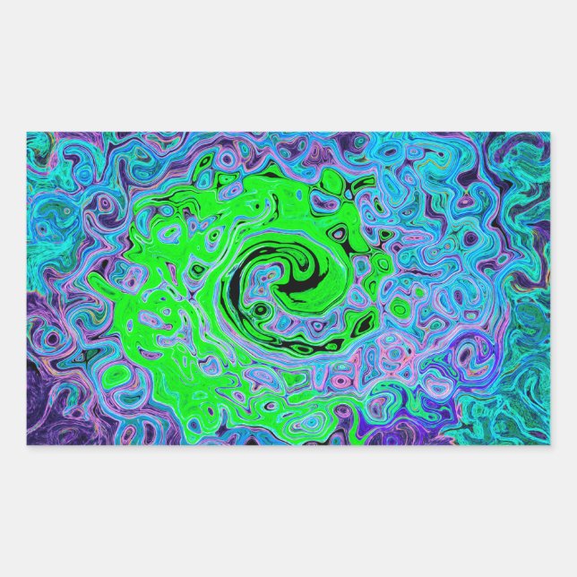 Lime Green Groovy Abstract Retro Liquid Swirl Sticker (Front)