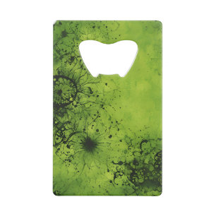 Lime Green Grunge with Black Accents Credit Card Bottle Opener