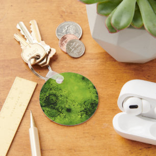 Lime Green Grunge with Black Accents Keychain