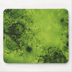 Lime Green Grunge with Black Accents Mouse Pad