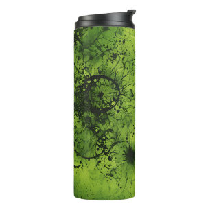 Lime Green Grunge with Black Accents Thermal Tumbler