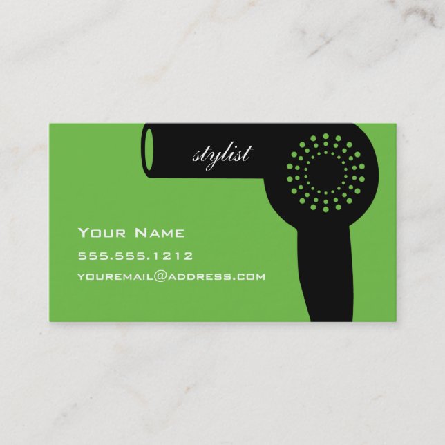 Lime Green Hair Stylist Appointment Biz Card (Front)