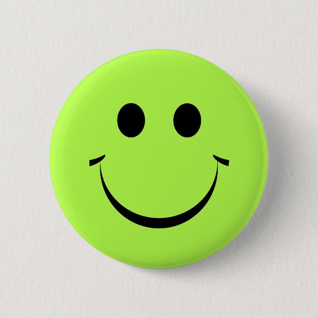 Lime Green Happy Face 2 Inch Round Button (Front)