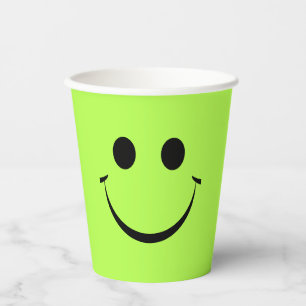 Lime Green Happy Face Birthday Paper Cups