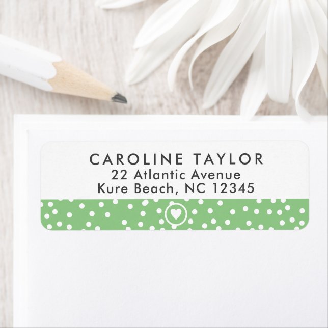 Lime Green Heart & Dots Girl Preppy Adresse de ret (En situation)