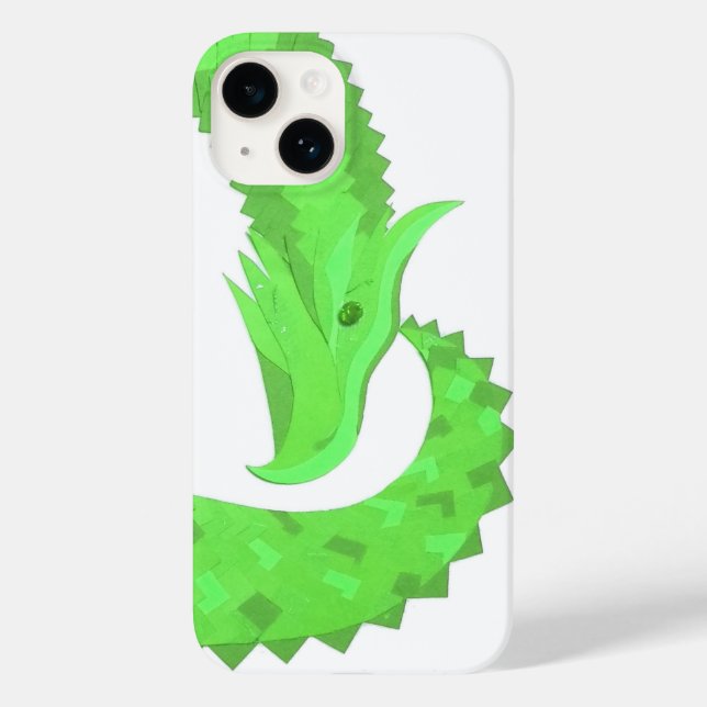Lime green heart dragon on white Case-Mate iPhone case (Back)
