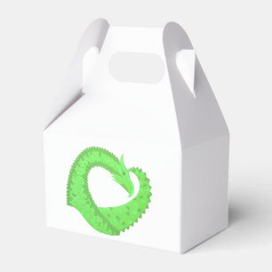 Lime green heart dragon on white favor box