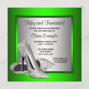 Lime Green High Heels Womans Birthday Party Invitation