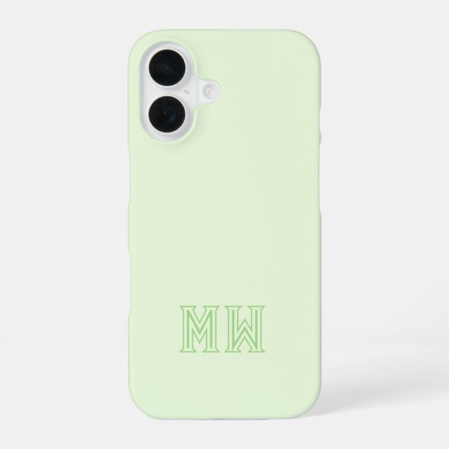Lime Green Initials Monogram Simple Minimal  iPhone 16 Case (Back)