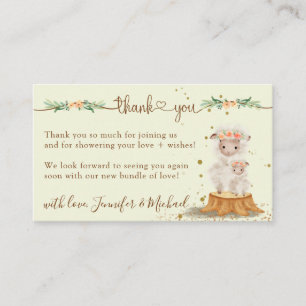 Lime Green Lamb Sheep Baby Shower Thank You Enclosure Card