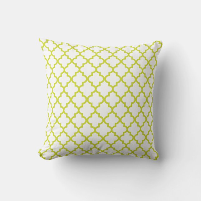 Lime Green Lattice Pattern Pillow (Front)