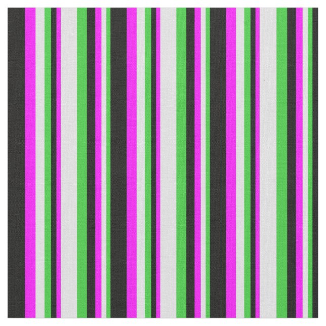 Lime Green, Lavender, Fuchsia, and Black Coloured Fabric (Close Up)