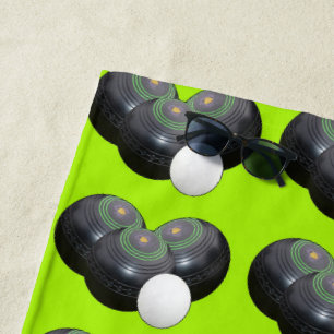 Lime Green Lawn Bowls, Beach Towel