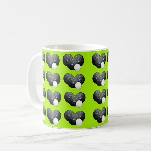 Lime Green Lawn Bowls, Coffee Mug (Front Left)