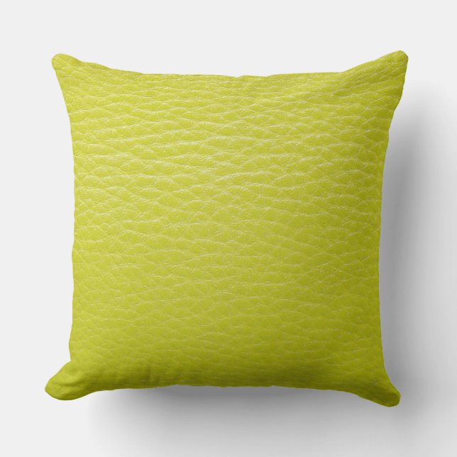 Lime Green Leather Look Print Pillow (Front)