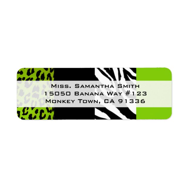 Lime Green Leopard et Zebra Poster de animal Retou (Devant)