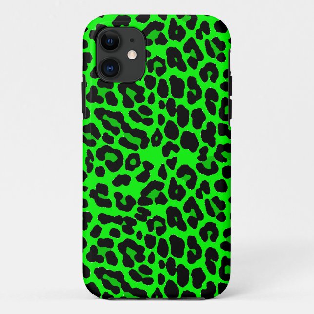 Lime green  Leopard Print Punk Goth Case-Mate iPhone Case (Back)