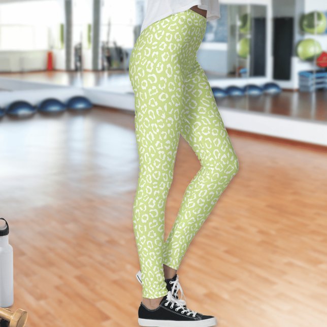 Lime Green Leopard Spots Pattern Abstract  Leggings (Creator Uploaded)