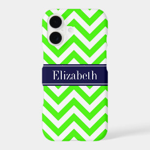 Lime Green LG Chevron Navy Blue Name Monogram