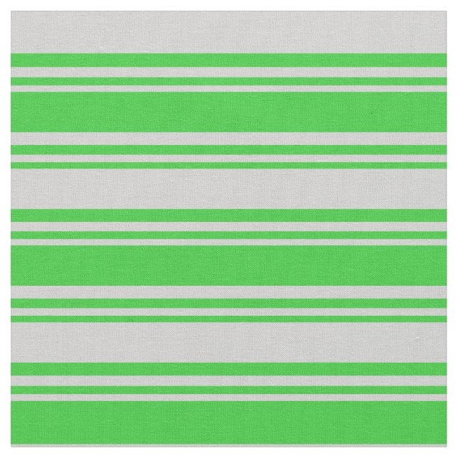 Lime Green & Light Grey Coloured Stripes Pattern Fabric (Close Up)