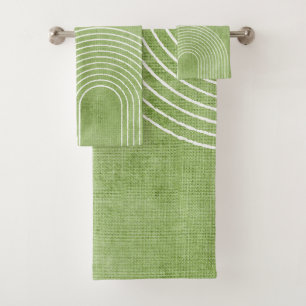 Lime Green Linen Minimalist Bath Towel Set