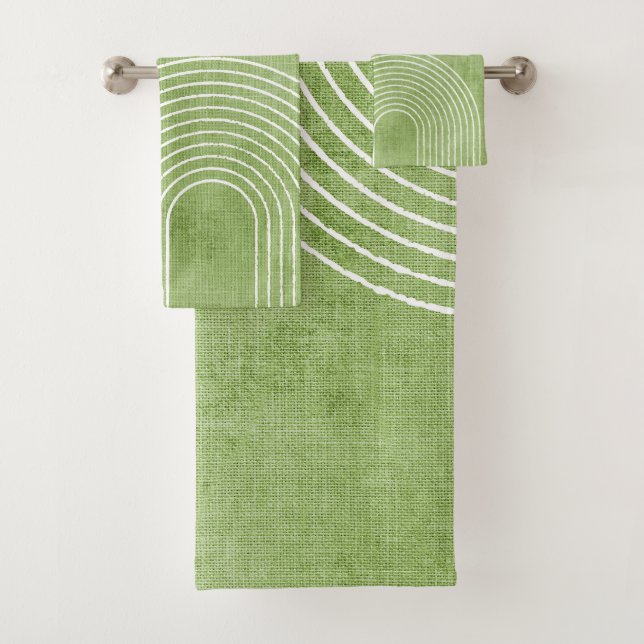 Lime Green Linen Minimalist Bath Towel Set (Insitu)