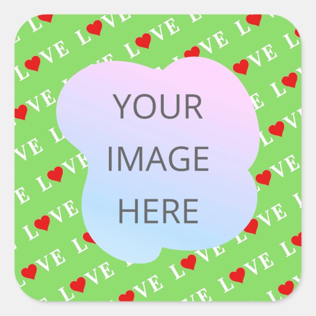 Lime Green LOVE Square Sticker (Front)