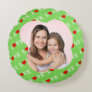 Lime Green LOVE Stylish Round Pillow