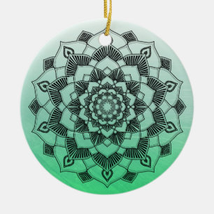 Lime Green  Mandala Abstract Beautiful Christmas Ceramic Ornament