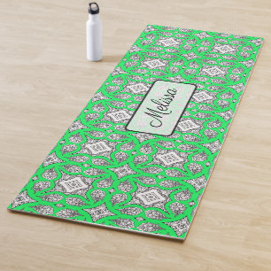 Lime Green Mandala Personalized Yoga Mat