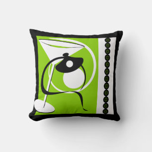 Lime Green Martini Abstrait américain MoJo Coussin
