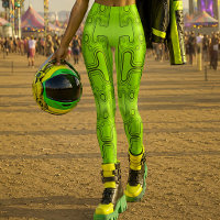 Lime Green Mechanical Android Futuristic Robot