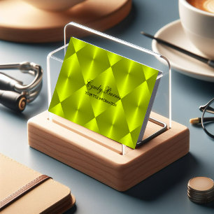 Lime Green Metallic Look Diamond Tiles Business Card