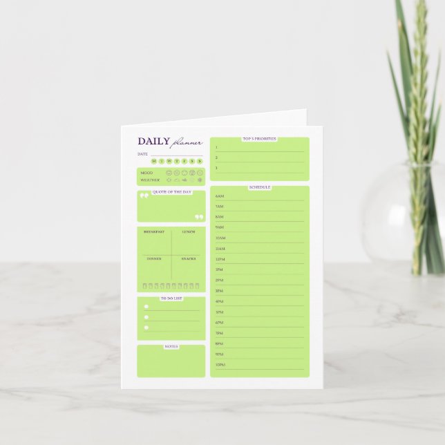 Lime Green Minimalist Daily Planner Template (Front)