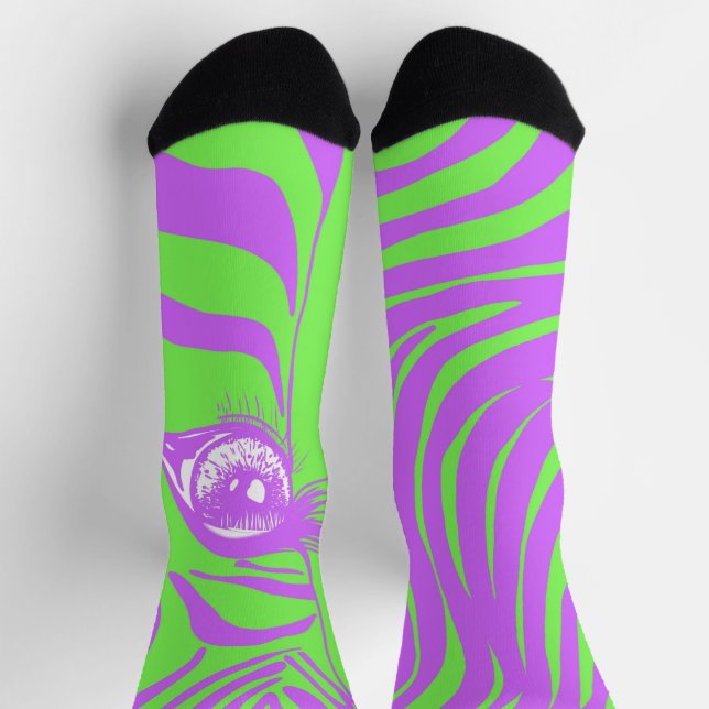 Lime Green Mismatched Zebra Socks (Top)