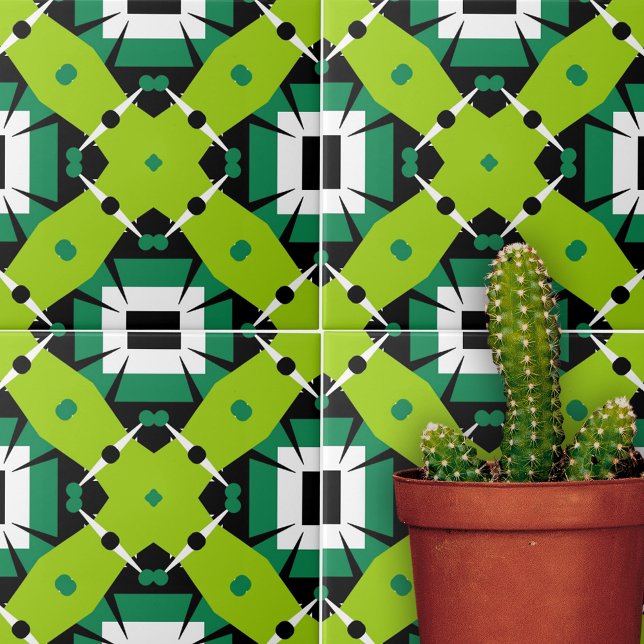Lime Green Modern Abstract Mosaic Geometric Tile (Creator Uploaded)