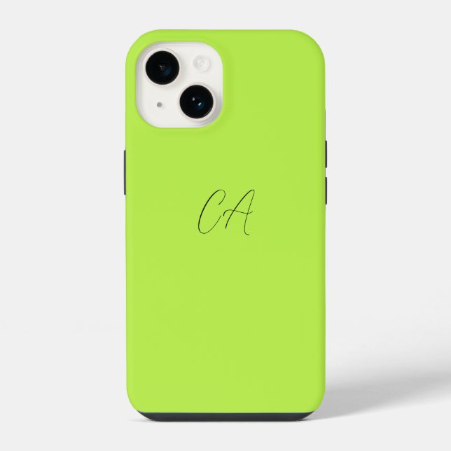 Lime Green Modern Monogram iPhone Case (Back)
