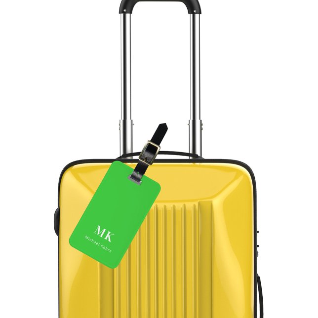 Lime green monogram initials luggage tag (Creator Uploaded)