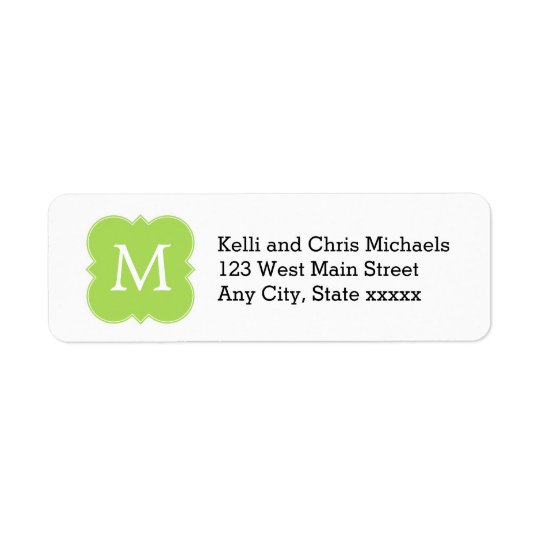 Lime Green Monogram Return Address Labels