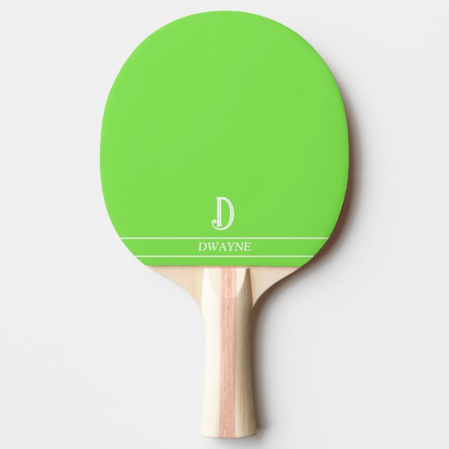 Lime Green Monogrammed Ping Pong Paddle (Front)