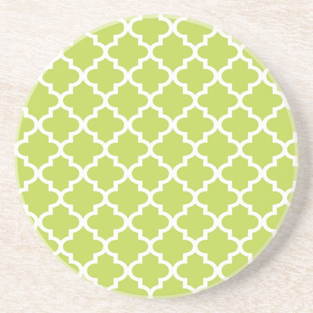 Lime green Moroccan tile pattern geometric modern Coaster (Front)