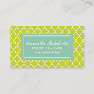 Lime Green Moroccan Tiles Lattice Personalized Business Card