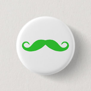 Lime Green Moustache 1 Inch Round Button